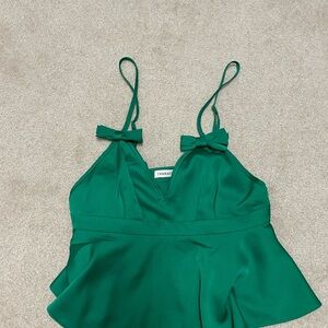 Chic Green Camisole with Bow Details